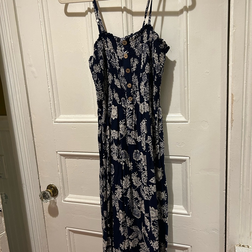 Navy Blue Floral Dress